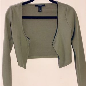 F21 Ribbed Cropped Cardigan